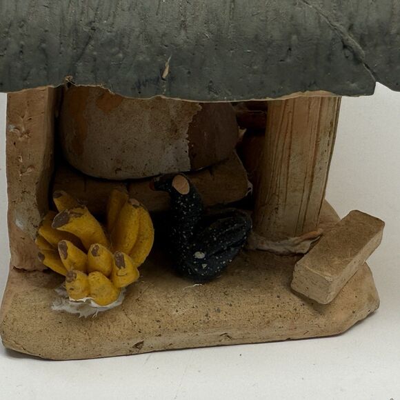 Vintage Handmade Clay Pottery Terra Cotta Folk Art Diorama Hut Kitchen Scene - Picture 6 of 10